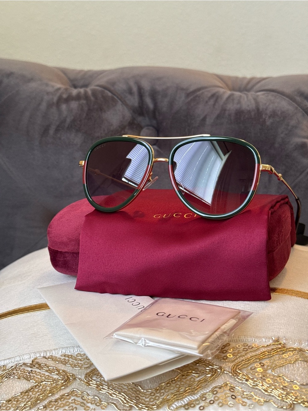 😎NWT Gucci Gradient Pilot Sunglasses, GG0062S Full Inclusion😎